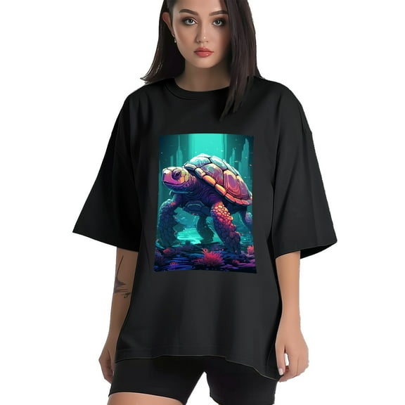 Plus Size Shirt for Women Black Tops for Women Short Sleeves Shirt for Women Turtle T Shirt Crewneck Shirt for Women XS