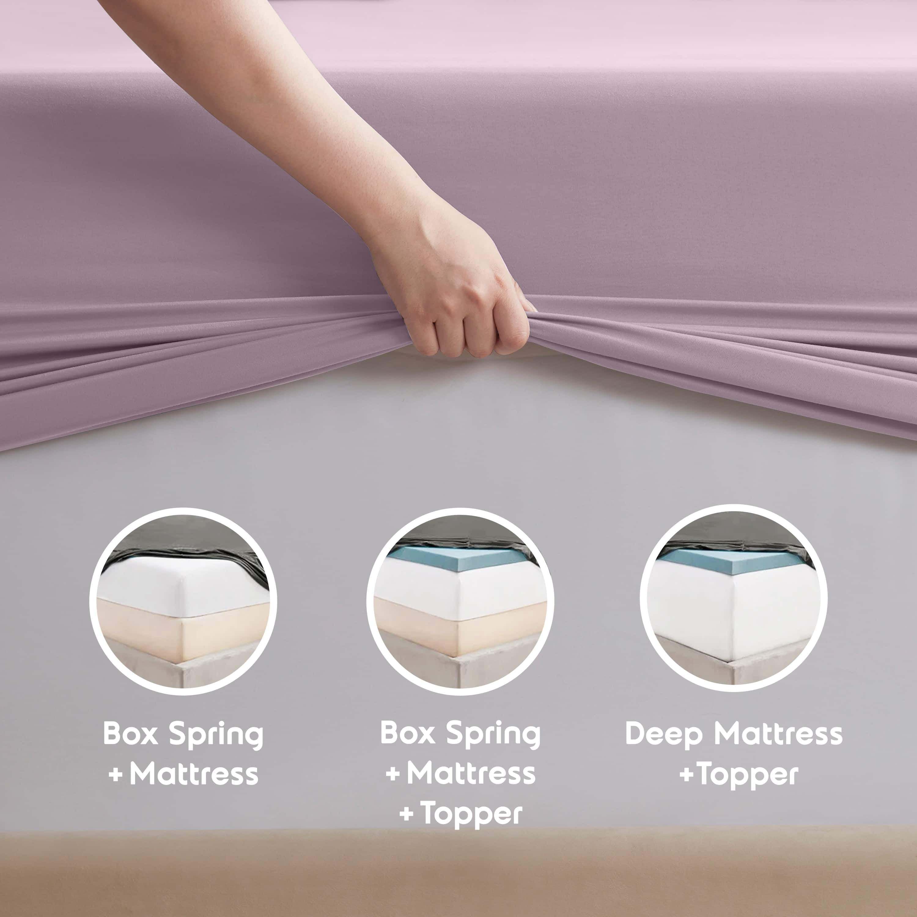 LammaLoe Extra Deep Pocket Queen Sheets set, Fits 18"-24" Mattress, 6 Piece Soft Microfiber Bed Sheet Sets, Dusty Purple