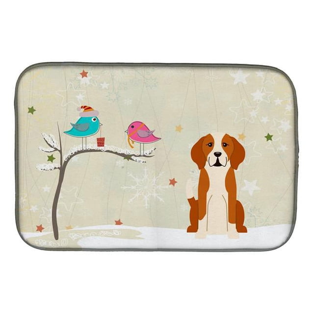 Carolines Treasures BB2582DDM Christmas Presents Between Friends English Foxhound Dish Drying Mat