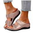 thumbnail image 1 of Slip On Wedge Slides for Women Comfortable Glitter Mules Non Slip Platform Sandals Lightweight Open Toe Retro Beach Shoes Gold Size 8, 1 of 6