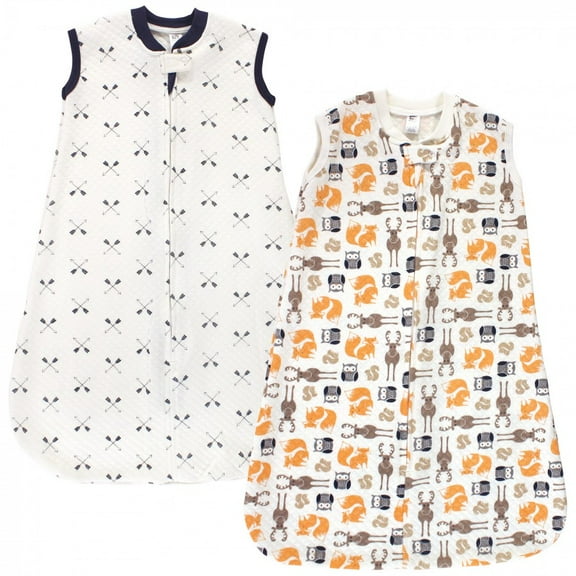 Hudson Baby Infant Boy Premium Quilted Sleeveless Sleeping Bag and Wearable Blanket, Boy Forest, 0-6 Months