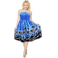 thumbnail image 3 of HAPPY BAY Women's Summer Boho Beach Backless Smocked Mini Swing Dress Tube Top Strapless Dresses for Women L-XL Cerulean, Palm Tree, 3 of 3