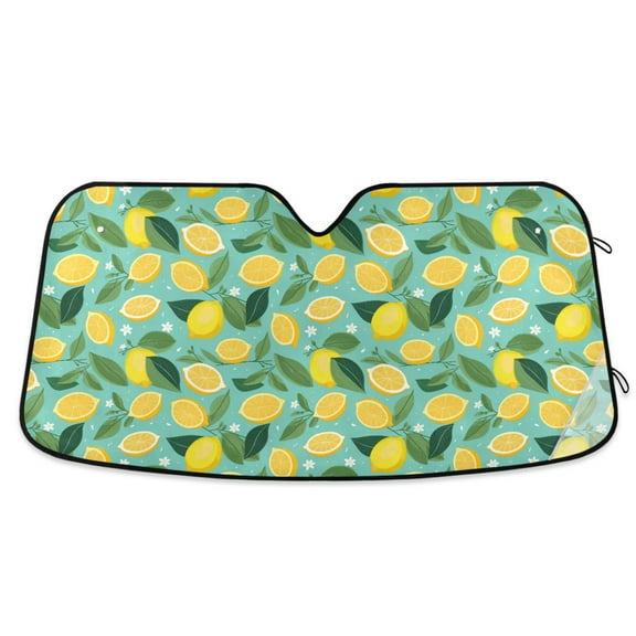 Lemon Plumeria Leaf Car Windshield Sun Shade Foldable Car Front Window Visor Heat and UV Protection 53x23.5