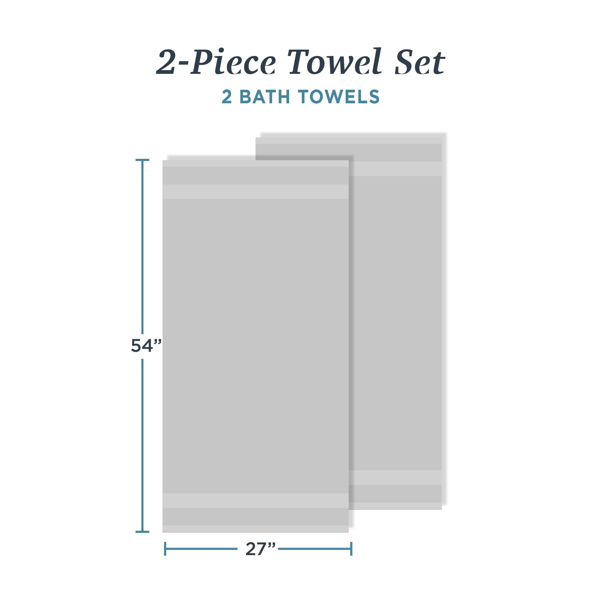 WelHome 2 Piece EVERYDAY USE 100% Cotton Bathroom Towels Set, 450 GSM, 2 Bath towels 27" x 54", Soft Lightweight, Hotels, Spa and Gym – High Rise
