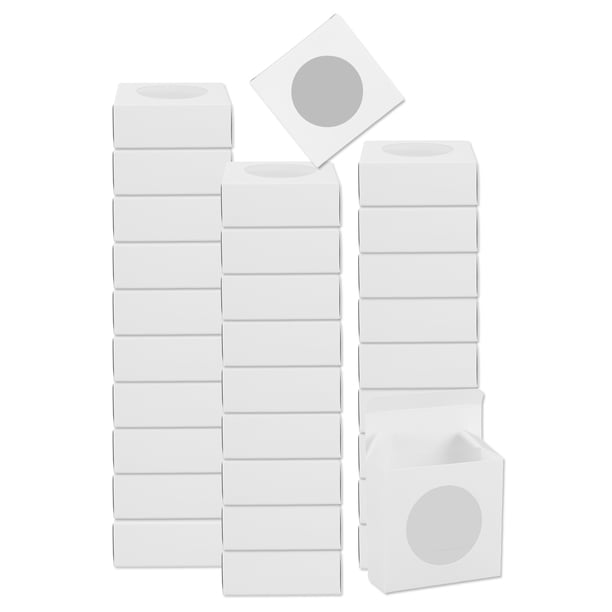60 Piezas Cajas de Jabón Kraft, 3.1" x 3.1" x 1.2" Mini Cajas Kraft con Ventana Transparente para Empaque de Golosinas (Blanco)