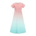 thumbnail image 5 of Feancey Girls Casual Maxi Dresses Summer Short Sleeve Round Neck T-Shirt Dress Trendy Gradient Swing Dresses Loose Fit Casual A-Line Dress with Pockets Pink 7 Years, 5 of 10