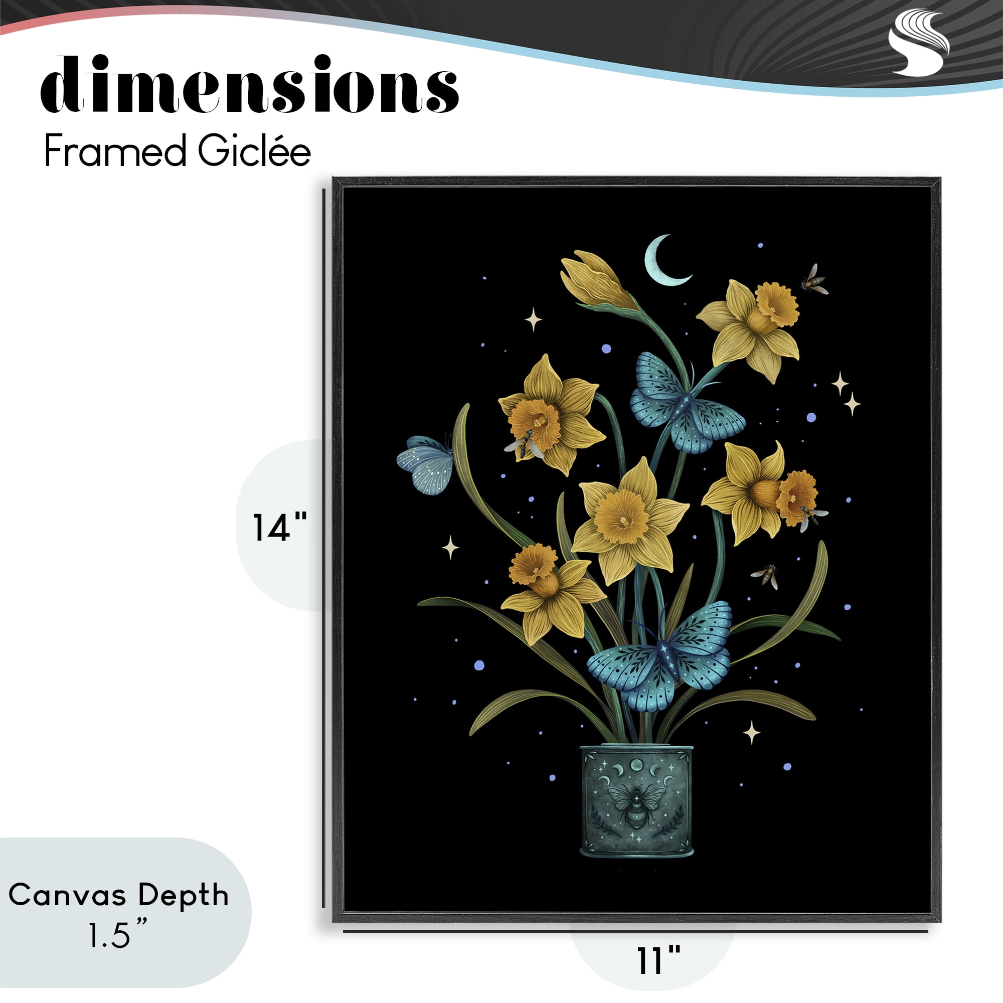 Stupell Industries Mystical March Daffodils Black Framed Giclee Art, design by Episodic Drawings