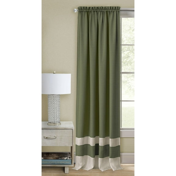 Mackenzie Rod Pocket Window Curtain Panel - 52x63 - Green/Camel