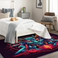thumbnail image 3 of Samurai Area Rug - 4x5 Rug - Samurai Rug - Japanese Anime Horror Area Rug - Japan Teal and Red Rugs - Boys Carpet, 3 of 7
