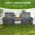 thumbnail image 4 of Outsunny Outdoor Wooden Bench with Middle Table and Umbrella Hole, Grey, 4 of 10