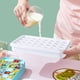 thumbnail image 3 of Paquete de 2 bandejas de cubitos de hielo de silicona con tapa, 64 cubitos de hielo reutilizables con cuchara para hielo para congelador, whisky, bebidas, cócteles, frutas JM, 3 of 5