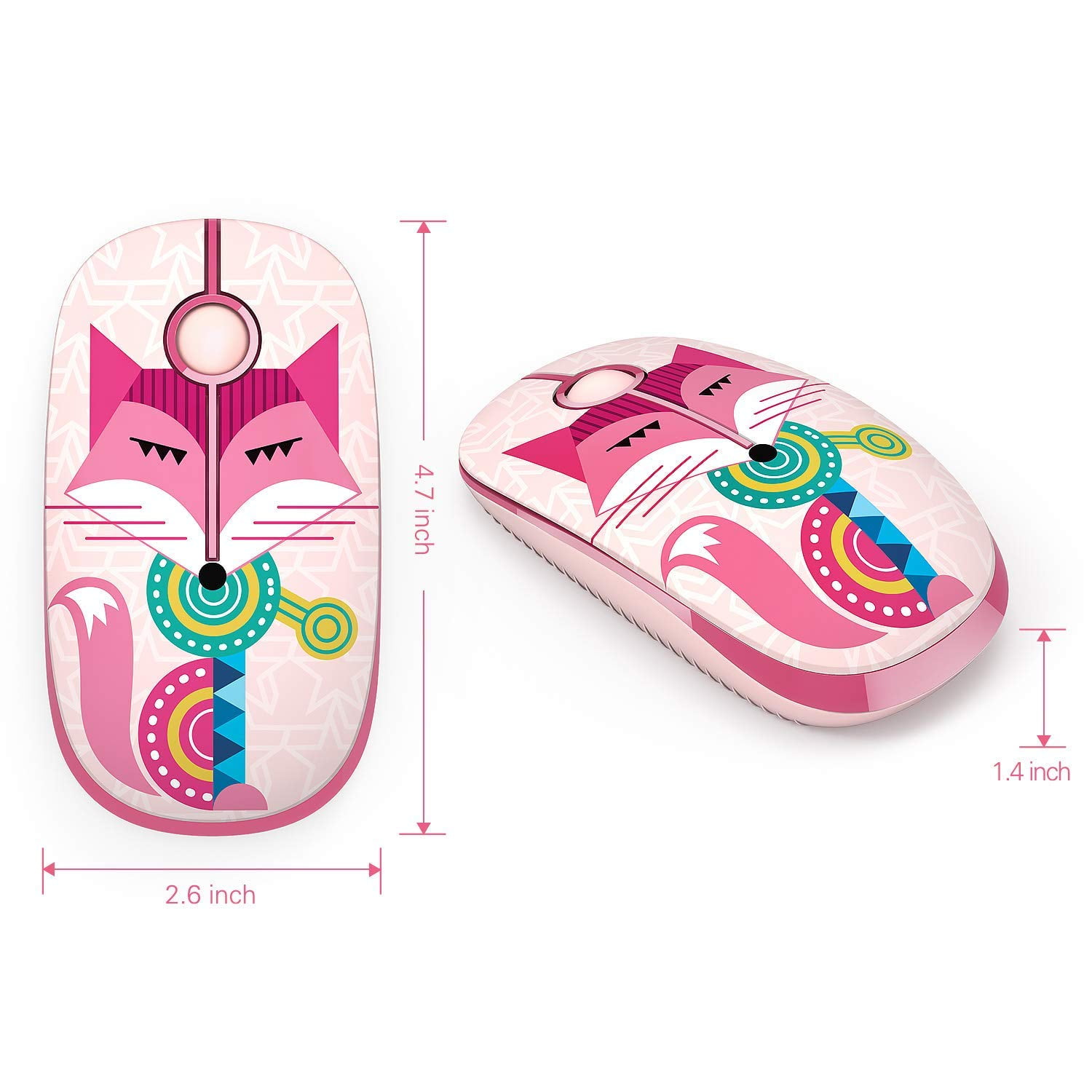 2.4G Wireless Mouse with Cute Pattern Design for All Laptops and Desktops with Nano Receiver Christmas New Year
