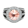 thumbnail image 4 of Round Cut Pink Morganite Diamond Halo Rings Fashion Rings 18K White Gold 4.55 CT TW (G,VS1), 4 of 5
