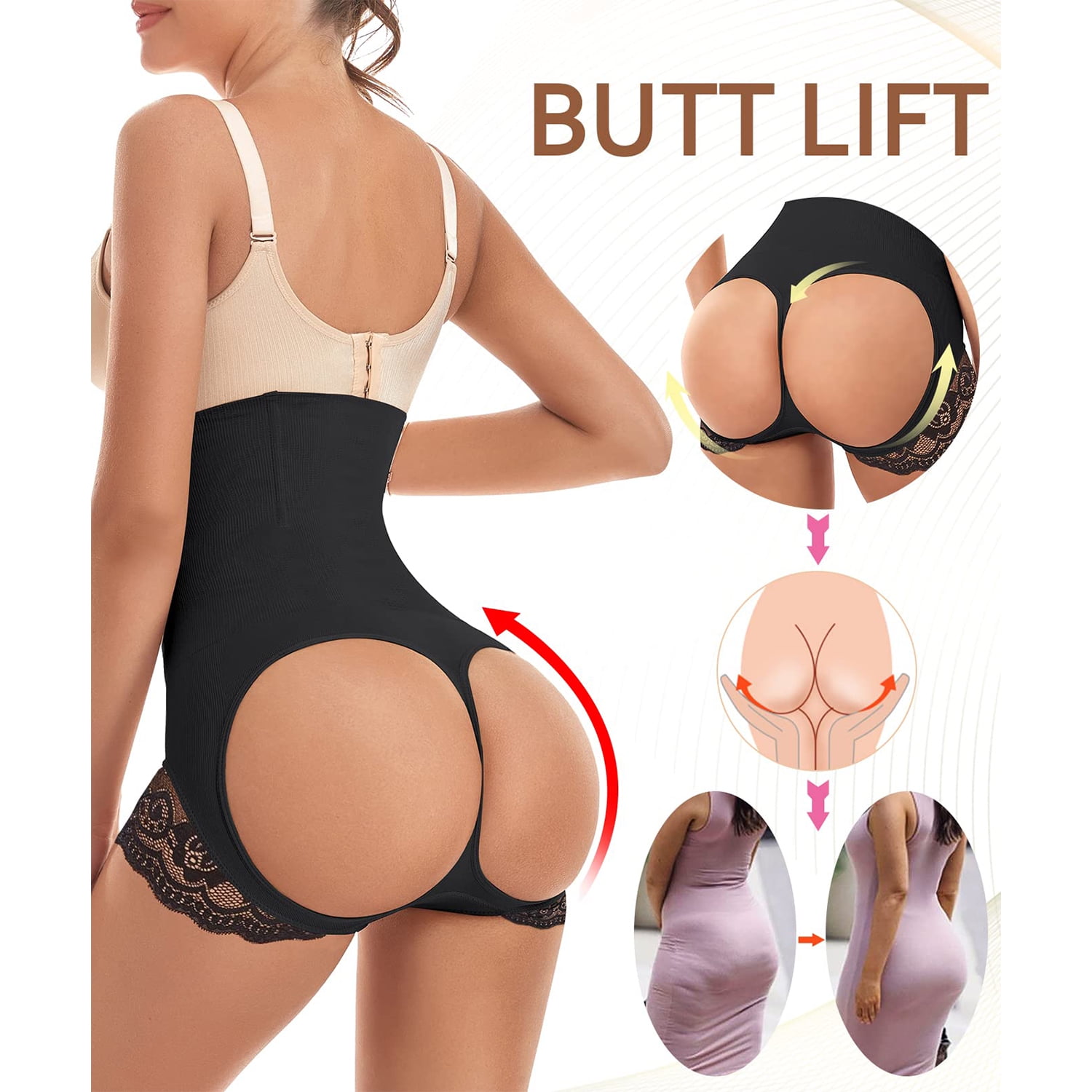 Lilvigor Butt Lifting Shapewear for Women Tummy Control Butt Lifter Panties  Booty Lifter Shapewear Bigger Butt Lift Waist Shaper