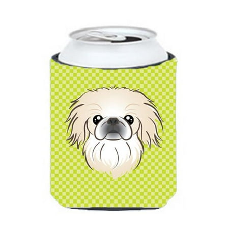 

Checkerboard Lime Green Pekingese Can Or Bottle Hugger 12 Oz.