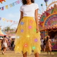 thumbnail image 2 of Jamsmile Women Skirts High Waist Flowy Midi Skirts Tiered Asymmetrical Hem Party Wear A Line Layered Chiffon Skirts, 2 of 4