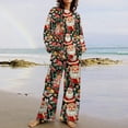 thumbnail image 2 of asdoklhq Fleece Pajamas Women Christmas Fashion Print Casual Sleeved Sleeved Long Round Neck Loose Straight Leg Pantsuit Multicolor 2X, 2 of 5