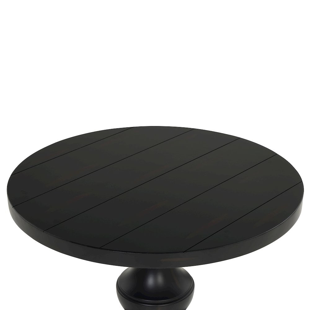 Roundhill Furniture Caesar Traditional Round Pedestal End Table, Black