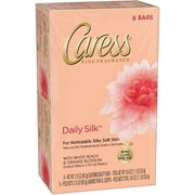 Caress Daily Silk White Peach & Orange Blossom Moisturizing Beauty Bar Soap, 3.15 OZ - 6 Pack