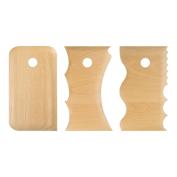 Uxcell 3pcs Pottery Ribs Trimming Tools Beech Pottery Profile Big Wave Shaping