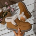 thumbnail image 4 of Winter Warm Snow Boots for Women Faux Furry Lined Ankle Booties Fluffy Buckle Decor Slip On Comfortable Platform Boots Brown Size 7.5, 4 of 5