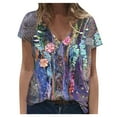 thumbnail image 2 of T-shirt Imprimé à Manches Courtes avec Fleurs Colorées pour Femmes, 2 of 8