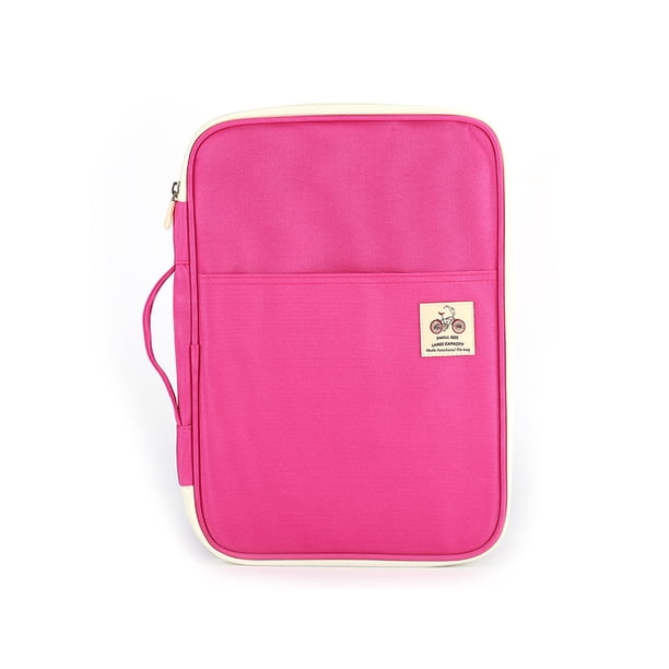 Sonducket Bolsa de papel para archivos A4 para oficina en casa, carpeta de tela Oxford para documentos de sala de reuniones, bolsa con cierre de Bolsas de mensajero y de hombro Rosa roja