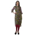thumbnail image 3 of Moomaya Cotton Tunic Roll Up Sleeves Women Printed Kurti Knee Length Summer Kurta, 3 of 6