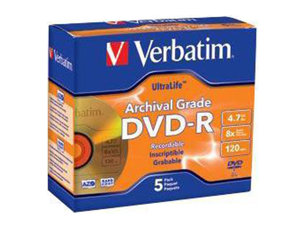 Verbatim UltraLife 4.7GB 8X Burn Recordable Archival Grade DVD-R