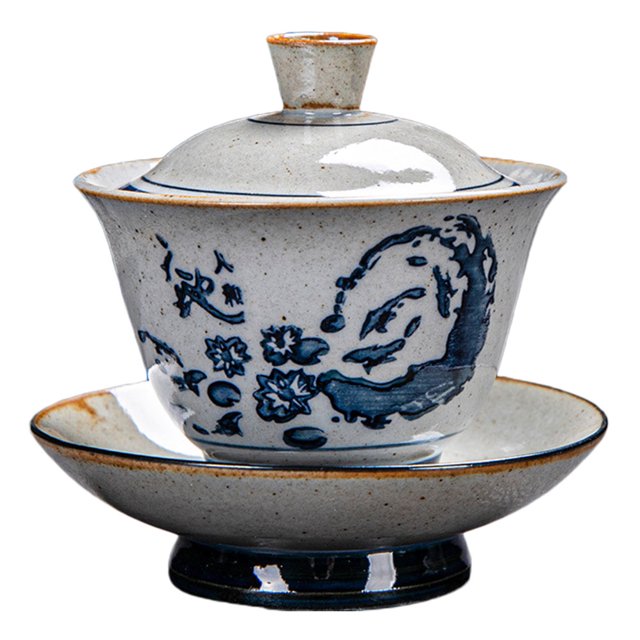 1 set of Ceramic Tea Cup Ceramic Tea Bowl Traditional Tea Ware Tea Cup with Tray