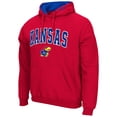 thumbnail image 2 of Men's Colosseum Red Kansas Jayhawks Arch & Logo 3.0 Pullover Hoodie, 2 of 3