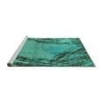 thumbnail image 2 of Ahgly Company Machine Washable Indoor Round Oriental Turquoise Blue Industrial Area Rugs, 4' Round, 2 of 4