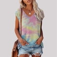 thumbnail image 2 of Xmyrz Womens Graphic T Shirts Low Neckline Ultra Summer Loose T-Shirt V Neck Short Sleeved Printed Casual Tops Casual Blouses, 2 of 6
