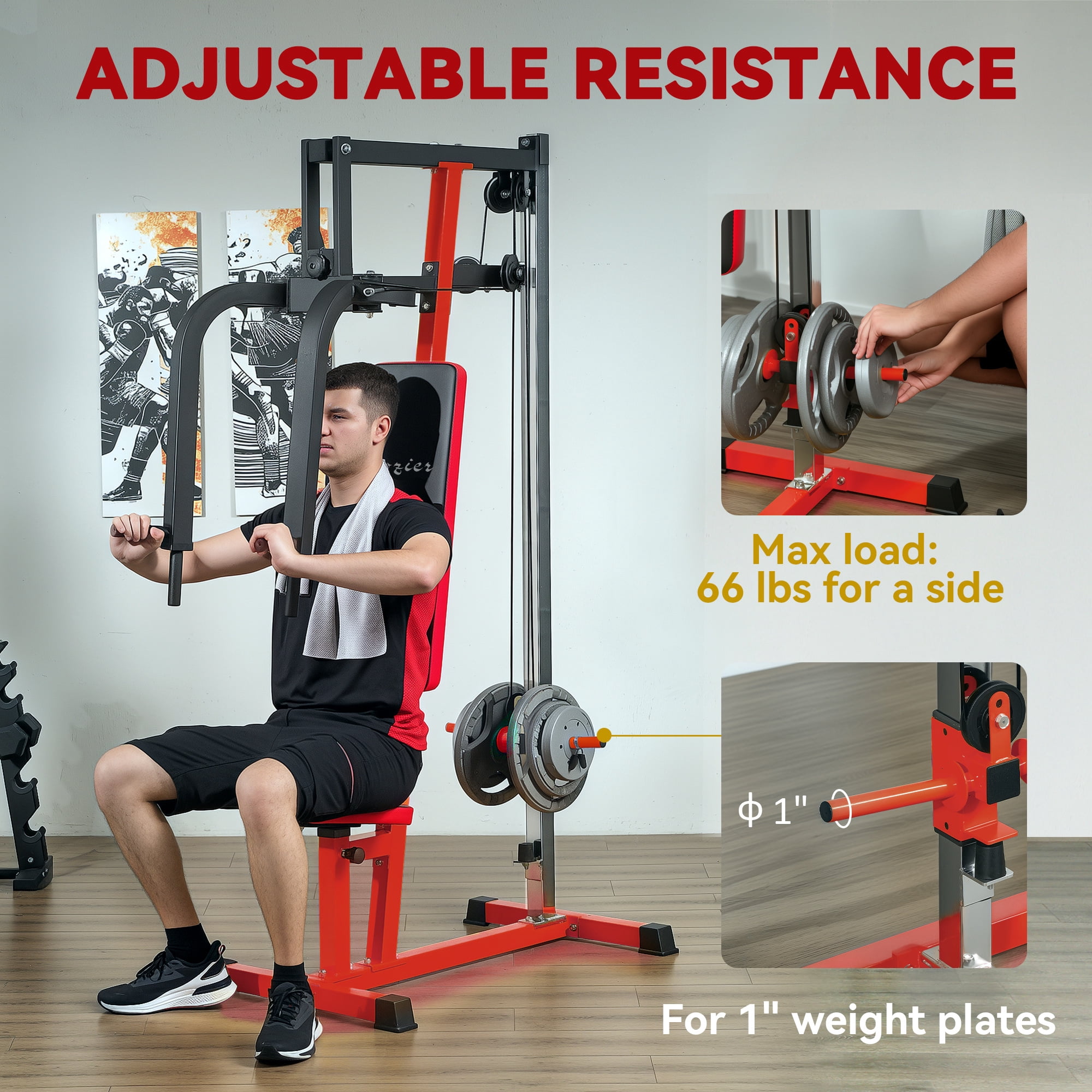 Soozier Chest Fly Chest Press Machine for Back, Pectoral, Rear Deltoid and Shoulder Training, Red