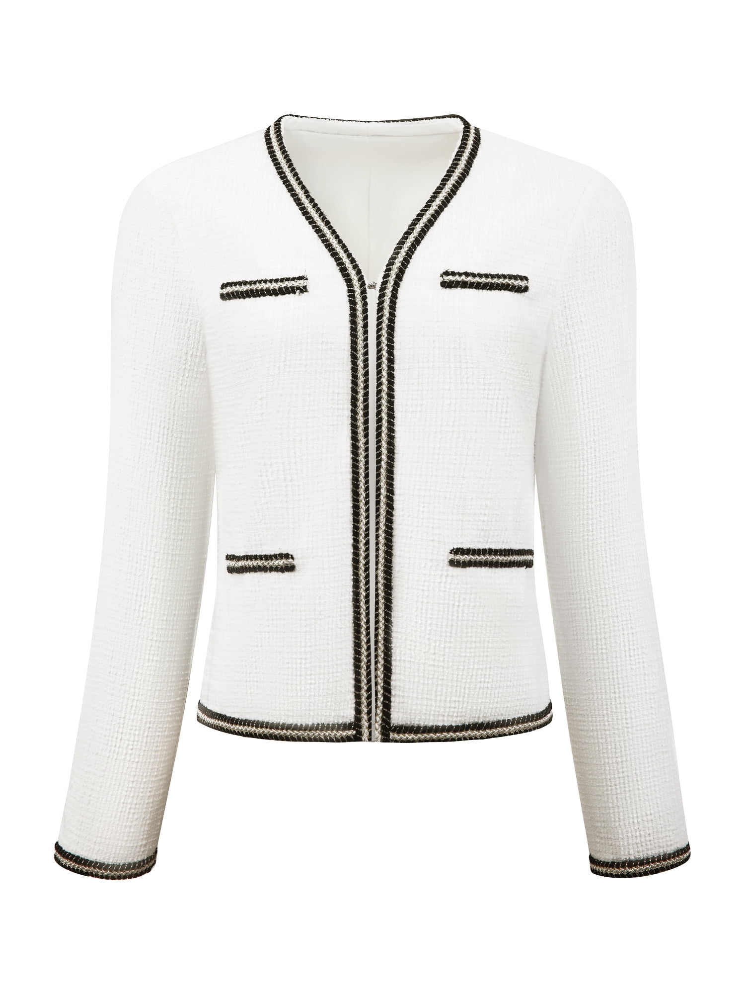 DARING DIVA Women's Long Sleeve Open Front Casual Knit Jacket 2XL White