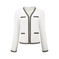 thumbnail image 2 of DARING DIVA Women's Long Sleeve Open Front Casual Knit Jacket S White, 2 of 7