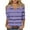 Purple, variant on Lmnyox Striped T Shirt for Women Cold Summer Shoulder Blouse Loose Casual Long Sleeve V Neck Tunic Tops