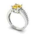 thumbnail image 2 of Solitaire with Accents Engagement Ring for Women - 2.32ct Simulated Yellow Diamond in 18K White Gold Promise Ring, 2 of 6