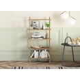 thumbnail image 1 of 5-Tier Wooden Look Shelf Bookcase - Modern Open Bookshelf, Free Standing Storage Rack, Multifunctional Display Stand for Home and Office, Oak Look, Rectangle, 1 of 4