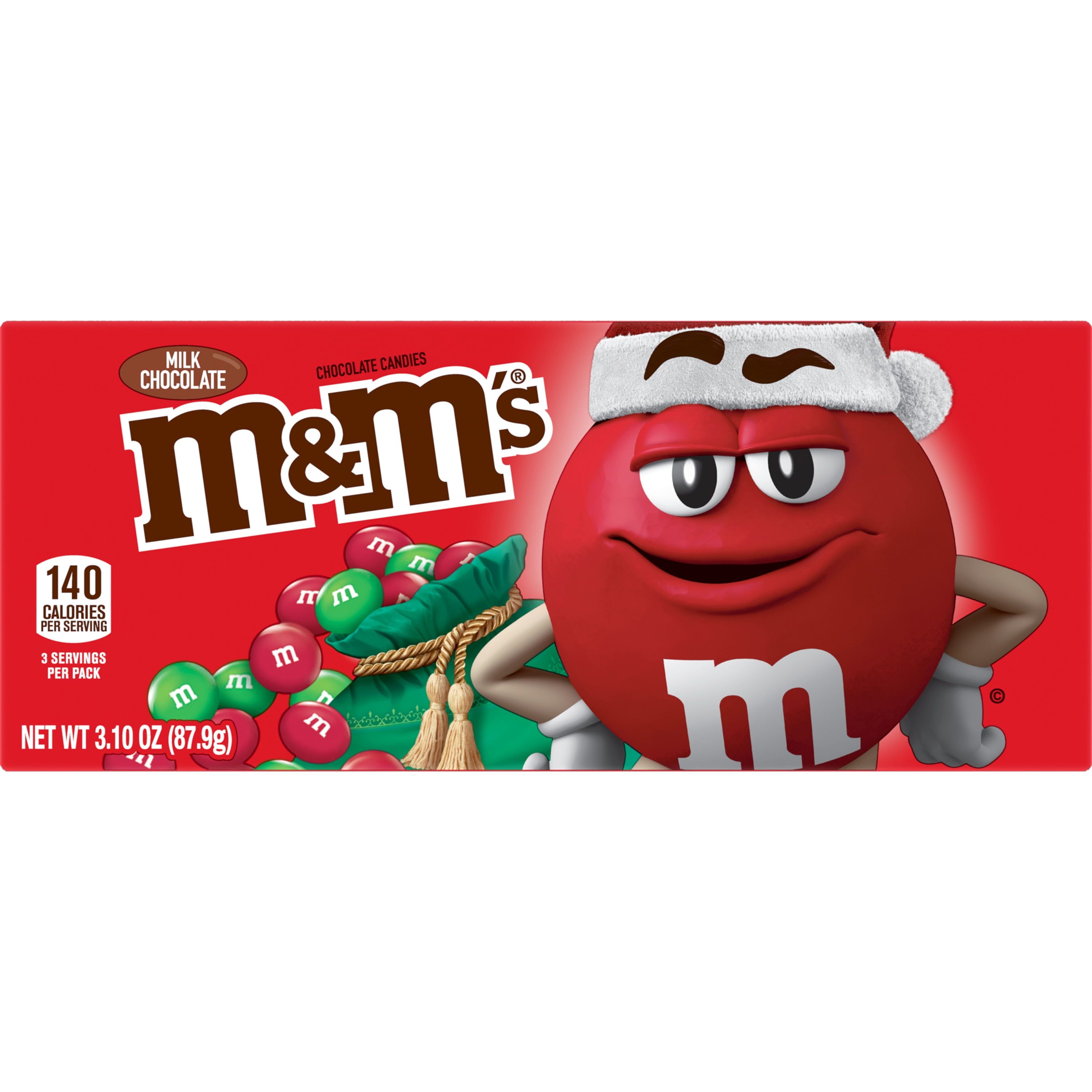 M&M's Holiday Milk Chocolate Christmas Candy -3.1oz Box