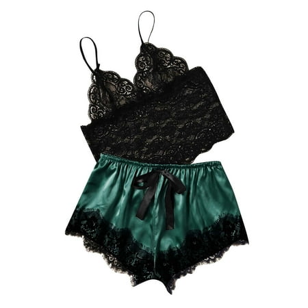 GRBOZC Women s Sexy Lace Nightgown Hollow Out See Through Babydoll Bra and Panty 2 Piece Nightwear
