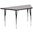 thumbnail image 1 of 29.5''W x 57.25''L Trapezoid Grey Thermal Laminate Activity Table - Standard Height Adjustable Legs, 1 of 5