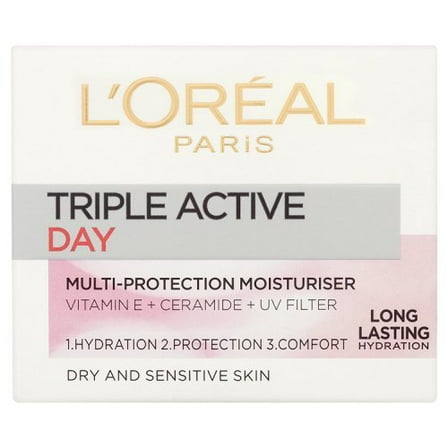 L'Oreal Paris Triple Active Day Moisturiser - Dry and Sensitive Skin (50ml)