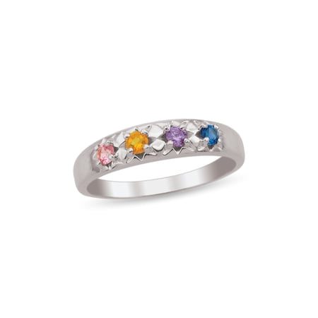 Personalized Birthstone Family Ring in Sterling Silver by Jewlster