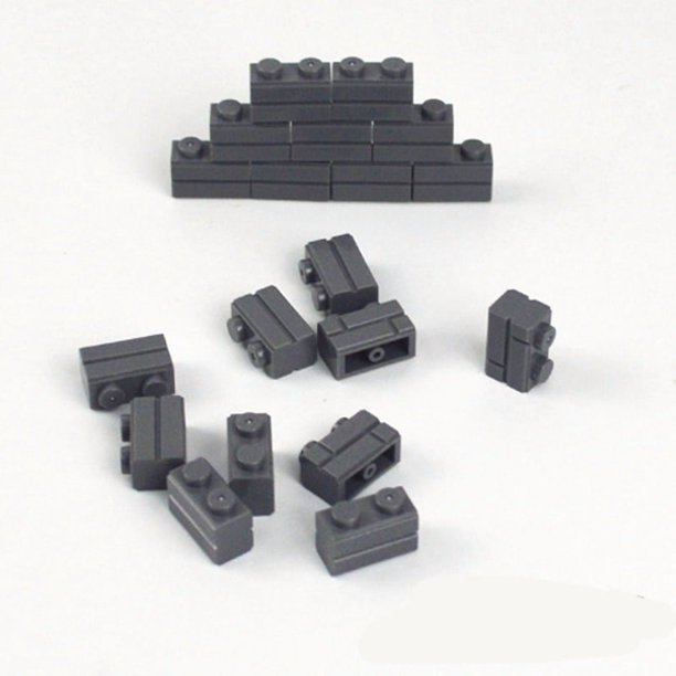 Ladrillos de pared gruesos de partículas pequeñas, 1x2, 1x3, 1x4 puntos, accesorios a granel, puertas, ventanas, bloques de construcción DIY, juguete educativo para niños,120pcs DK grey 1x2