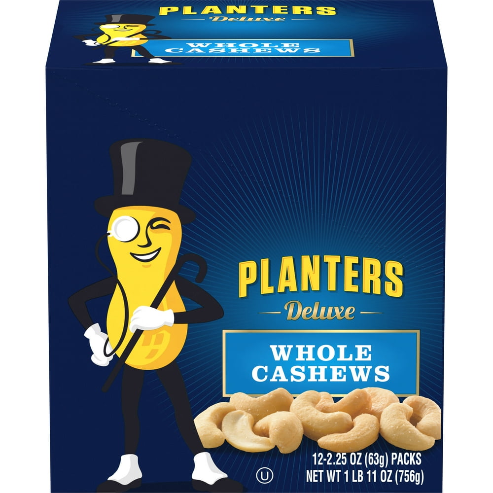 Planters Deluxe Whole Cashews, 12 ct Box, 2.25 oz Packs