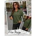thumbnail image 4 of Hibeli Women Casual 1/4 Zip Lapel V Neck Long Sleeve Solid Color Knit Sweatshirt, 4 of 7