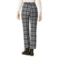 thumbnail image 3 of Pantalones de trabajo de cuadros recortados para mujer INSPIRE CHIC, con botones, estilo casual, tartán, 3XL, negro, 3 of 7