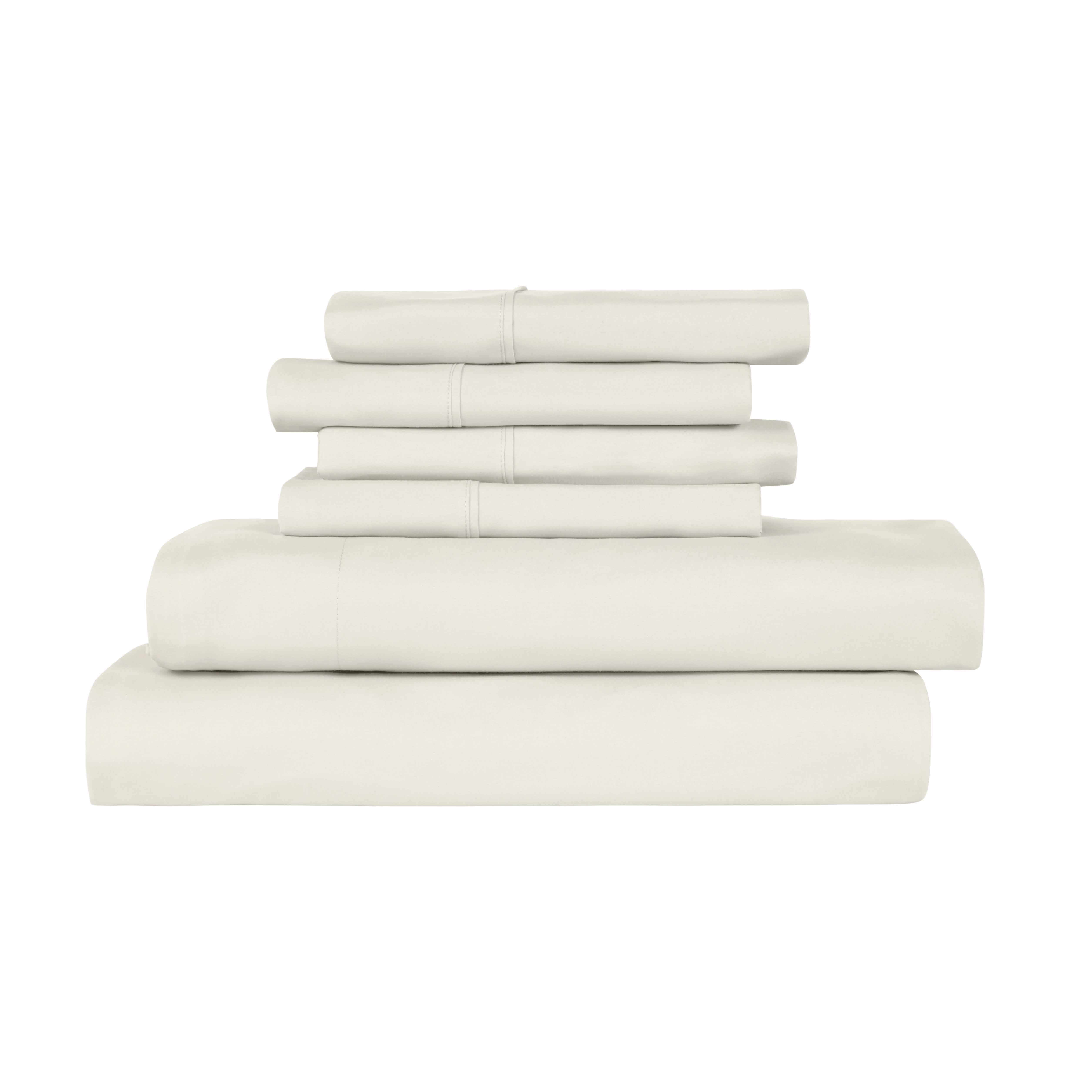 Bamboo 6-Piece Luxury Sheet Set - 14 Colors - Ivory - Cal King