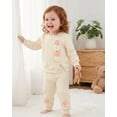thumbnail image 4 of 2T Baby Girls Clothes 3T Girl 2PCS Fall Winter Outfits Cute Flower Toddler Girls Long Sleeve Sweatshirt Top Pants Clothing Set Apricot, 4 of 6